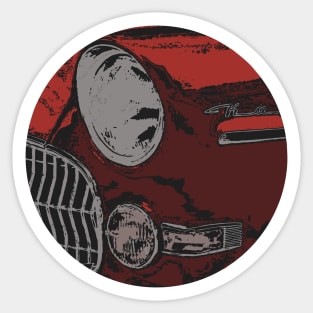 Retro Red Car Bumper And Headlights  - in a circle Sticker